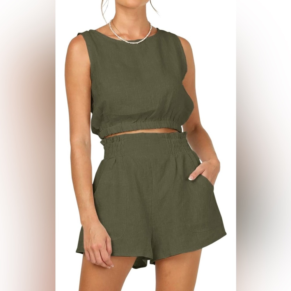 Chic Olive Green Two-Piece Set